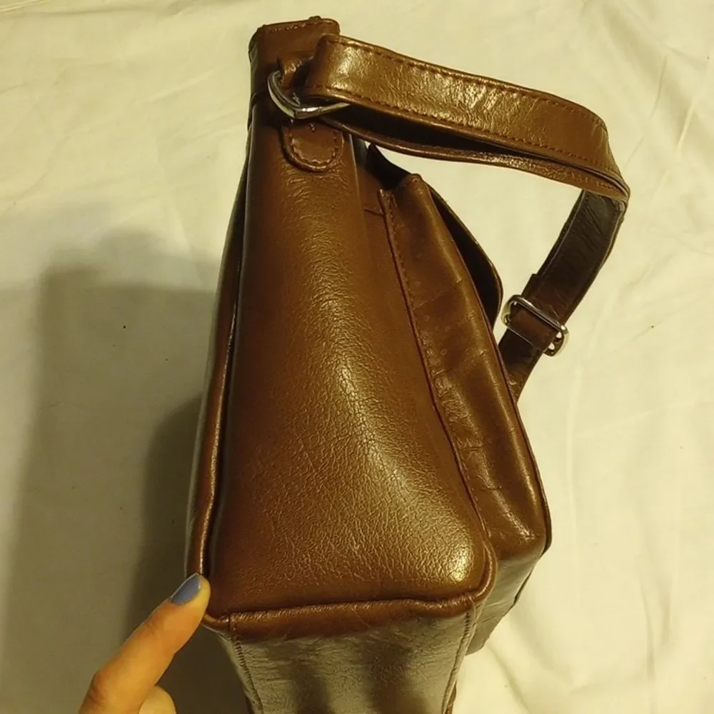 Vintage Brown Leather Ash Wood Saddle Purse